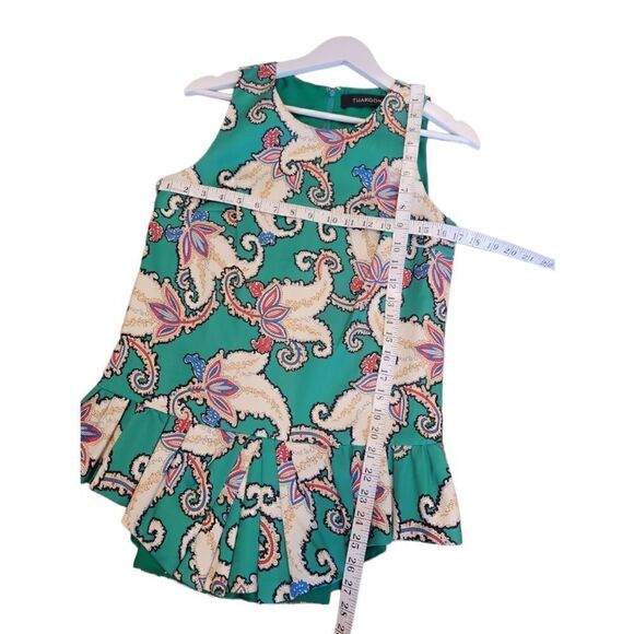 NWOT Thakoon Tiger Lily Mikado Cotton Silk Peplum Sleeveless Top Green Paisley 4 - Picture 9 of 12